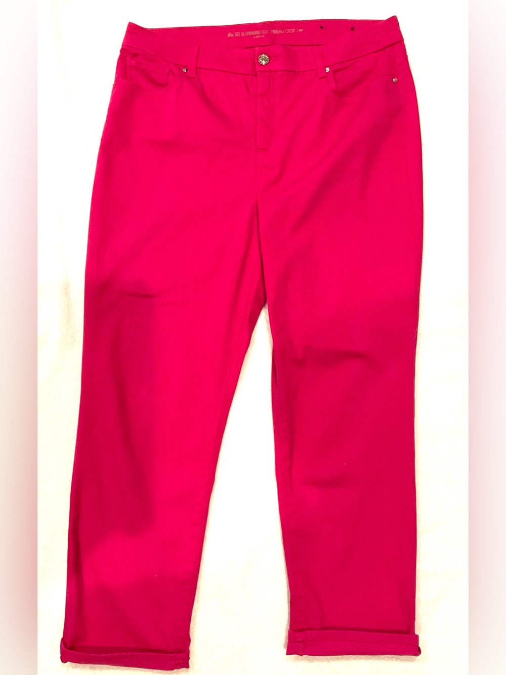 CHICO’S BERRY PINK GIRLFRIEND SO SLIMMING CROP JEANS PANTS  2.5 12/14  NWOT